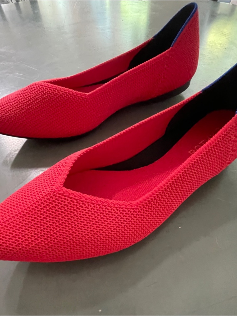 Rothy's Bright Red Pointed Knit Flats